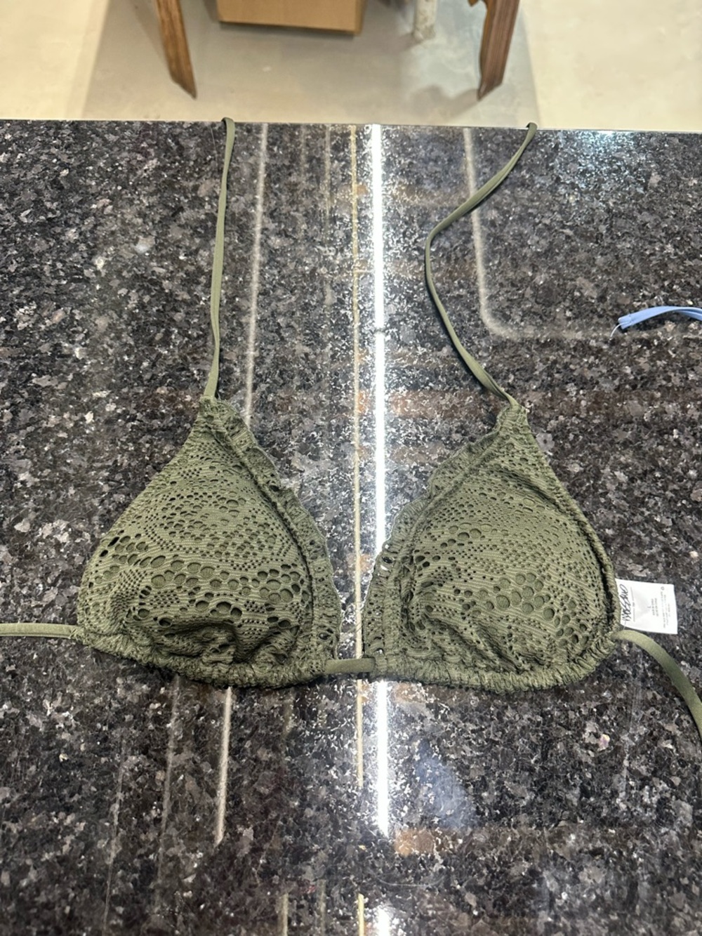 Olive Crochet Triangle Bikini Top - Women’s
